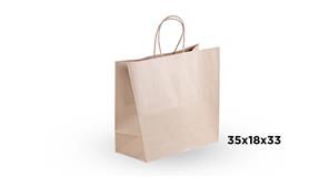 Bolsa Papel Kraft Asa Rizada 35x18x33cm 90gr 100u