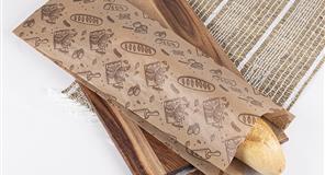 Bolsa Papel 18+7x32cm 35gr. Kraft Verjurado Rec. Deco. Bakery 1.000 uds.