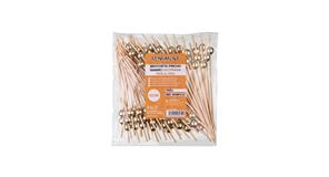Brocheta pincho bambú decorada perla oro 12 cm. 100 uds/pack; 20 packs/caja