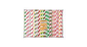 Pajita de papel rayada 210×8 mm, 3 capas (mix 3c.) 250 uds/pack, 10 packs/caja