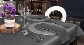 Mantel Tela Raso Satén 120x120cm Color Gris (50% Poliéster / 50% Algodón)