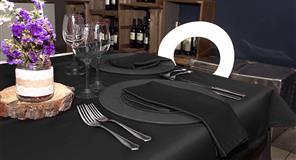 Mantel Tela Raso Satén 120x120cm Color Negro (50% Poliéster / 50% Algodón)