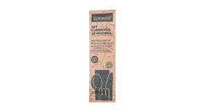 Set cubiertos madera (tened+cuchi+cucha+servill) 50 uds/pack × 5 packs/caja