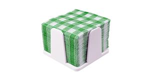 Servilletero 20x20 PS Blanco -c/Servilleta- (Vichy Verde)